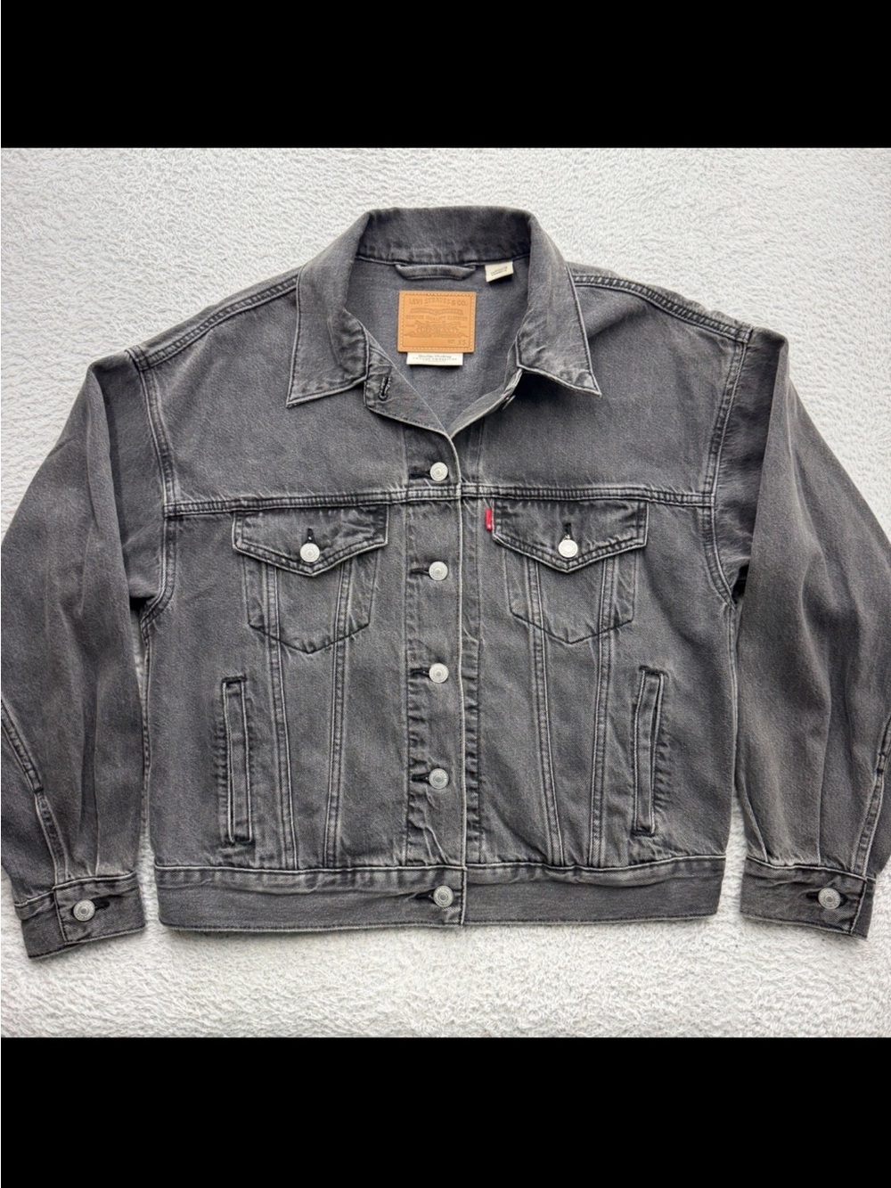 Levi's Premium Womens XS Relaxed Denim Jacket Washed Charcoal